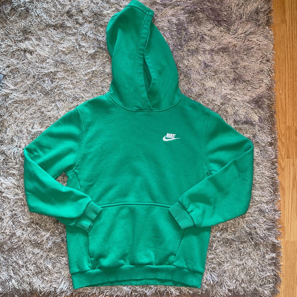 EUC Kids Unisex Nike Green Logo Hoodie / Pullover Size Large - Picture 2 of 7